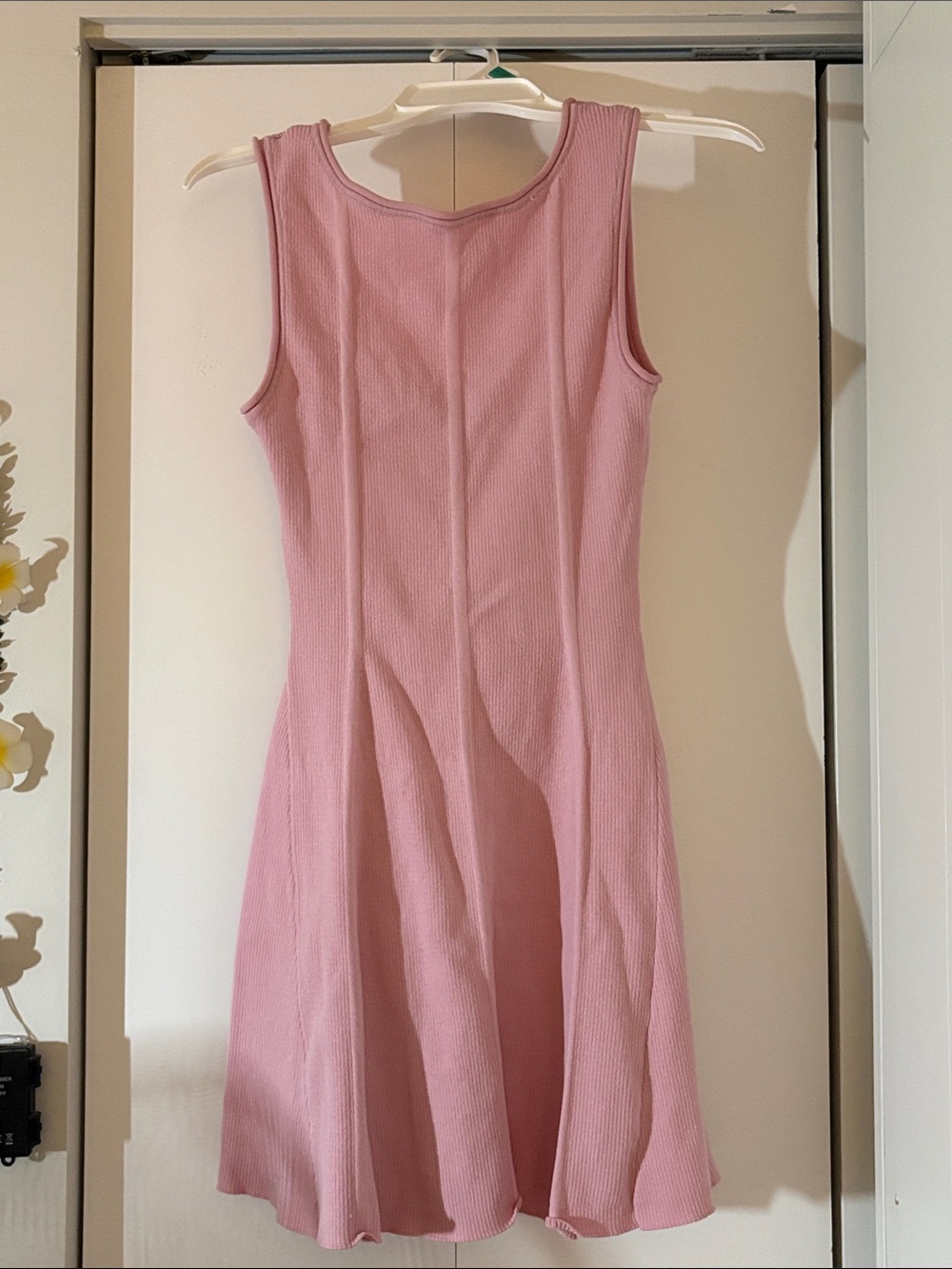 H&M Pink Ribbed Sleeveless A-Line Mini Dress